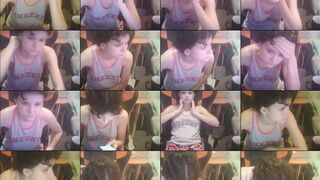 Mila18777 webcam show 2020-08-23 10-00-56 Amateur online sex chat girl is showing off in black underwear on webcam and stroking boobs