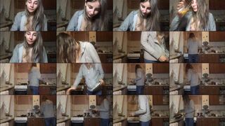 Arriell webcam show 2020-11-13 03-39-58 Exciting sexy young cam porn chick is hotly posing and stripping off on webcam in kitchen