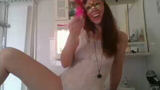 lareina sexy webcam show 2020-04-11 14-42-12 Ginger milf is hotly posing on webcam wearing tight bodysuit and mask for money